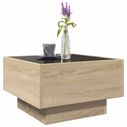 vidaXL Side Table with LED Hallway Tea End Table Sofa Table Engineered Wood - sonoma oak, 50 x 50 x 30 cm - Additional view 4