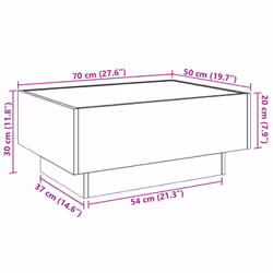 vidaXL Side Table with LED Hallway Tea End Table Sofa Table Engineered Wood - black, 70 x 50 x 30 cm - Additional view 3