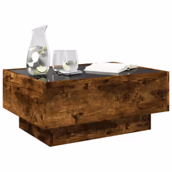 vidaXL Side Table with LED Hallway Tea End Table Sofa Table Engineered Wood - smoked oak, 70 x 50 x 30 cm - Additional view 4
