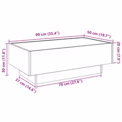 vidaXL Side Table with LED Hallway Tea End Table Sofa Table Engineered Wood - white, 90 x 50 x 30 cm - Additional view 3