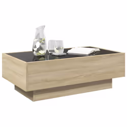 vidaXL Side Table with LED Hallway Tea End Table Sofa Table Engineered Wood - sonoma oak, 90 x 50 x 30 cm - Additional view 4
