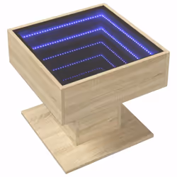 vidaXL Coffee Table with LED End Table Side Table Smoked Oak Engineered Wood - sonoma oak, 50 x 50 x 45 cm - Additional view 2