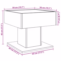 vidaXL Coffee Table with LED End Table Side Table Smoked Oak Engineered Wood - sonoma oak, 50 x 50 x 45 cm - Additional view 3