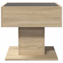 vidaXL Coffee Table with LED End Table Side Table Smoked Oak Engineered Wood - sonoma oak, 50 x 50 x 45 cm - Additional view 5