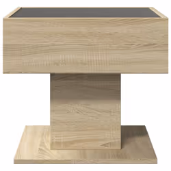 vidaXL Coffee Table with LED End Table Side Table Smoked Oak Engineered Wood - sonoma oak, 50 x 50 x 45 cm - Additional view 6