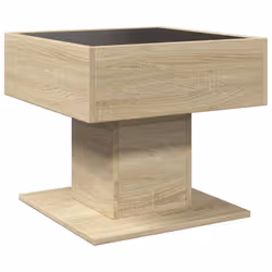 vidaXL Coffee Table with LED End Table Side Table Smoked Oak Engineered Wood - sonoma oak, 50 x 50 x 45 cm - Additional view 7