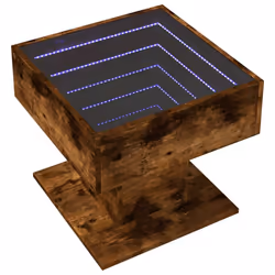 vidaXL Coffee Table with LED End Table Side Table Smoked Oak Engineered Wood - smoked oak, 50 x 50 x 45 cm - Additional view 2