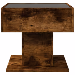 vidaXL Coffee Table with LED End Table Side Table Smoked Oak Engineered Wood - smoked oak, 50 x 50 x 45 cm - Additional view 5