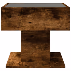 vidaXL Coffee Table with LED End Table Side Table Smoked Oak Engineered Wood - smoked oak, 50 x 50 x 45 cm - Additional view 6