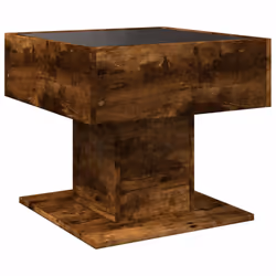 vidaXL Coffee Table with LED End Table Side Table Smoked Oak Engineered Wood - smoked oak, 50 x 50 x 45 cm - Additional view 7