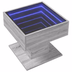 vidaXL Coffee Table with LED End Table Side Table Smoked Oak Engineered Wood - grey sonoma, 50 x 50 x 45 cm - Additional view 2