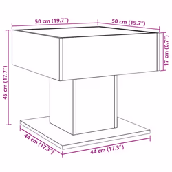 vidaXL Coffee Table with LED End Table Side Table Smoked Oak Engineered Wood - grey sonoma, 50 x 50 x 45 cm - Additional view 3