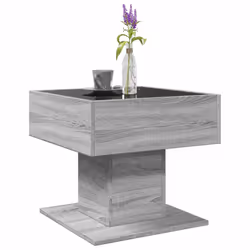 vidaXL Coffee Table with LED End Table Side Table Smoked Oak Engineered Wood - grey sonoma, 50 x 50 x 45 cm - Additional view 4