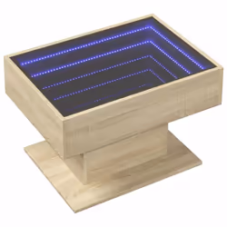 vidaXL Coffee Table with LED End Table Side Table Smoked Oak Engineered Wood - sonoma oak, 70 x 50 x 45 cm - Additional view 2