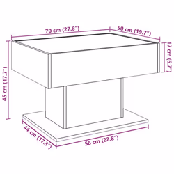 vidaXL Coffee Table with LED End Table Side Table Smoked Oak Engineered Wood - sonoma oak, 70 x 50 x 45 cm - Additional view 3