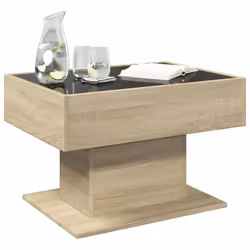 vidaXL Coffee Table with LED End Table Side Table Smoked Oak Engineered Wood - sonoma oak, 70 x 50 x 45 cm - Additional view 4
