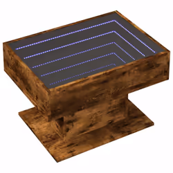 vidaXL Coffee Table with LED End Table Side Table Smoked Oak Engineered Wood - smoked oak, 70 x 50 x 45 cm - Additional view 2