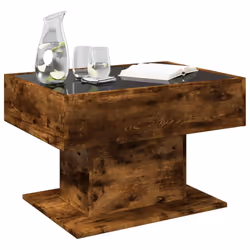 vidaXL Coffee Table with LED End Table Side Table Smoked Oak Engineered Wood - smoked oak, 70 x 50 x 45 cm - Additional view 4