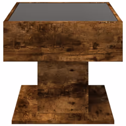vidaXL Coffee Table with LED End Table Side Table Smoked Oak Engineered Wood - smoked oak, 70 x 50 x 45 cm - Additional view 6
