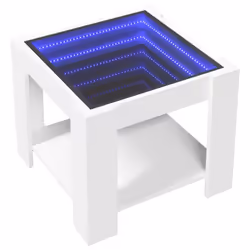 vidaXL Coffee Table with LED Hallway Tea End Table Side Table Engineered Wood - white, 53 x 53 x 45 cm - Additional view 2