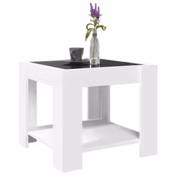 vidaXL Coffee Table with LED Hallway Tea End Table Side Table Engineered Wood - white, 53 x 53 x 45 cm - Additional view 4