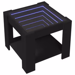vidaXL Coffee Table with LED Hallway Tea End Table Side Table Engineered Wood - black, 53 x 53 x 45 cm - Additional view 2