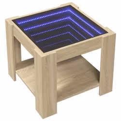 vidaXL Coffee Table with LED Hallway Tea End Table Side Table Engineered Wood - sonoma oak, 53 x 53 x 45 cm - Additional view 2