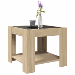 vidaXL Coffee Table with LED Hallway Tea End Table Side Table Engineered Wood - sonoma oak, 53 x 53 x 45 cm - Additional view 4