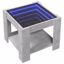 vidaXL Coffee Table with LED Hallway Tea End Table Side Table Engineered Wood - concrete grey, 53 x 53 x 45 cm - Additional view 2