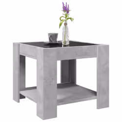 vidaXL Coffee Table with LED Hallway Tea End Table Side Table Engineered Wood - concrete grey, 53 x 53 x 45 cm - Additional view 4