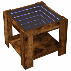 vidaXL Coffee Table with LED Hallway Tea End Table Side Table Engineered Wood - smoked oak, 53 x 53 x 45 cm - Additional view 2