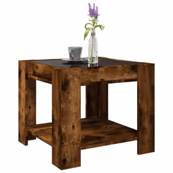 vidaXL Coffee Table with LED Hallway Tea End Table Side Table Engineered Wood - smoked oak, 53 x 53 x 45 cm - Additional view 4