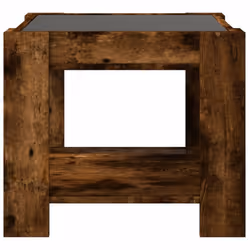 vidaXL Coffee Table with LED Hallway Tea End Table Side Table Engineered Wood - smoked oak, 53 x 53 x 45 cm - Additional view 5