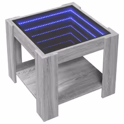 vidaXL Coffee Table with LED Hallway Tea End Table Side Table Engineered Wood - grey sonoma, 53 x 53 x 45 cm - Additional view 2