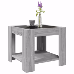 vidaXL Coffee Table with LED Hallway Tea End Table Side Table Engineered Wood - grey sonoma, 53 x 53 x 45 cm - Additional view 4