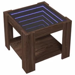 vidaXL Coffee Table with LED Hallway Tea End Table Side Table Engineered Wood - brown oak, 53 x 53 x 45 cm - Additional view 2