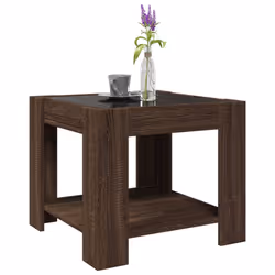 vidaXL Coffee Table with LED Hallway Tea End Table Side Table Engineered Wood - brown oak, 53 x 53 x 45 cm - Additional view 4