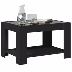 vidaXL Coffee Table with LED Hallway Tea End Table Side Table Engineered Wood - black, 73 x 53 x 45 cm - Additional view 4