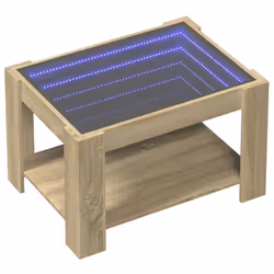vidaXL Coffee Table with LED Hallway Tea End Table Side Table Engineered Wood - sonoma oak, 73 x 53 x 45 cm - Additional view 2