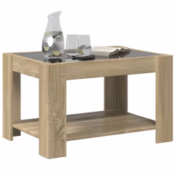 vidaXL Coffee Table with LED Hallway Tea End Table Side Table Engineered Wood - sonoma oak, 73 x 53 x 45 cm - Additional view 4