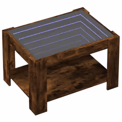 vidaXL Coffee Table with LED Hallway Tea End Table Side Table Engineered Wood - smoked oak, 73 x 53 x 45 cm - Additional view 2