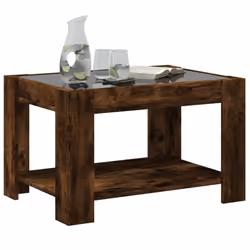 vidaXL Coffee Table with LED Hallway Tea End Table Side Table Engineered Wood - smoked oak, 73 x 53 x 45 cm - Additional view 4