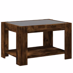vidaXL Coffee Table with LED Hallway Tea End Table Side Table Engineered Wood - smoked oak, 73 x 53 x 45 cm - Additional view 7