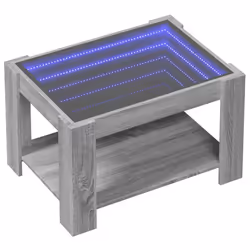 vidaXL Coffee Table with LED Hallway Tea End Table Side Table Engineered Wood - grey sonoma, 73 x 53 x 45 cm - Additional view 2
