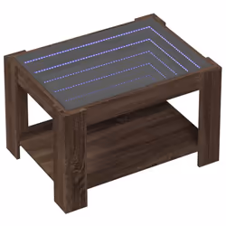 vidaXL Coffee Table with LED Hallway Tea End Table Side Table Engineered Wood - brown oak, 73 x 53 x 45 cm - Additional view 2