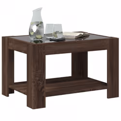 vidaXL Coffee Table with LED Hallway Tea End Table Side Table Engineered Wood - brown oak, 73 x 53 x 45 cm - Additional view 4