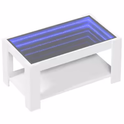 vidaXL Coffee Table with LED Hallway Tea End Table Side Table Engineered Wood - white, 93 x 53 x 45 cm - Additional view 2