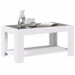 vidaXL Coffee Table with LED Hallway Tea End Table Side Table Engineered Wood - white, 93 x 53 x 45 cm - Additional view 4