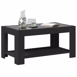 vidaXL Coffee Table with LED Hallway Tea End Table Side Table Engineered Wood - black, 93 x 53 x 45 cm - Additional view 4