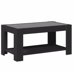 vidaXL Coffee Table with LED Hallway Tea End Table Side Table Engineered Wood - black, 93 x 53 x 45 cm - Additional view 7